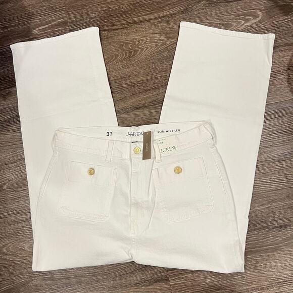 J. Crew Sailor slim wide leg jeans in white NEW - Picture 4 of 7
